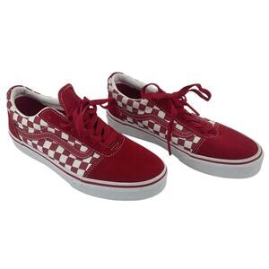 VANS Red Suede Checkerboard Sneakers Kids Unisex Size 5 Preowned